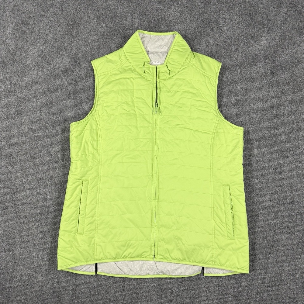 Peter Millar Vest Womens‎ Large Green Gray Reversible Quilted Insulated Golf